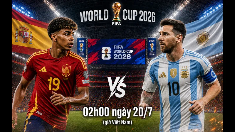 Cầu thủ Tây Ban Nha và Argentina cùng tranh chấp bóng trên sân
